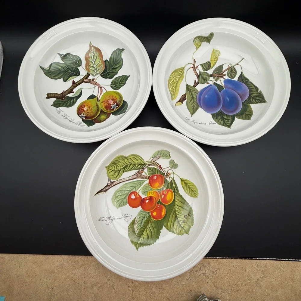 Vintage Portmeirion Pomona Fruit Pasta Bowls Set of 3 9